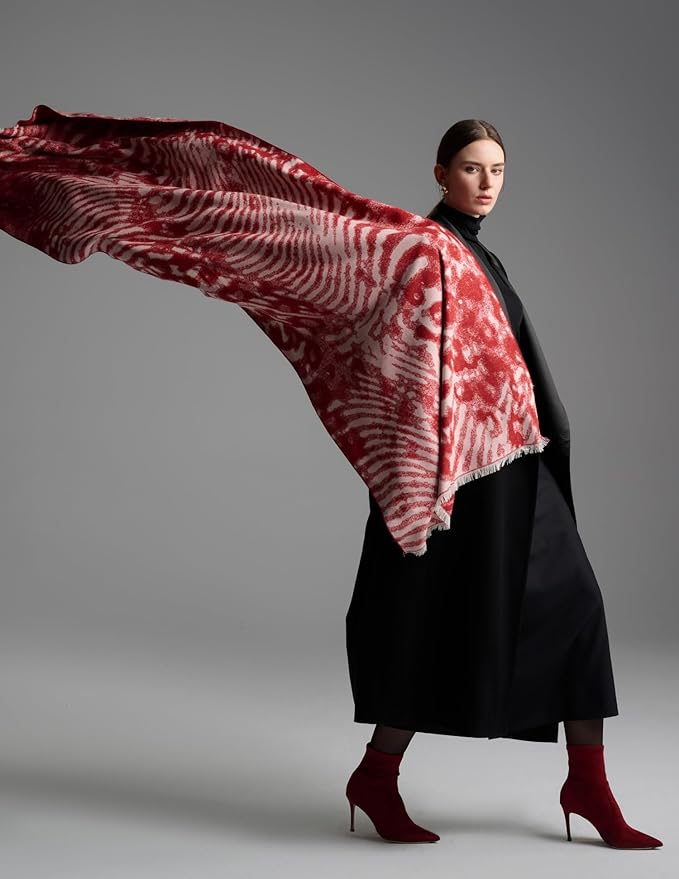 ZHE JIN Luxurious Silk Scarf Shawl Wraps for Women, Warm Scarves Winter Gift, 100% Brushed Mulberry Silk