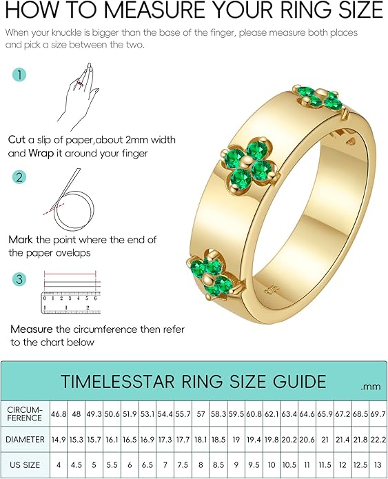 Premium Emerald&Moissanite Clover Rings for Lucky Women|Moissanite D Color VVS1 Clarity 3EX Cut|925 Sterling Silver 14K Gold Plated Non Tarnish