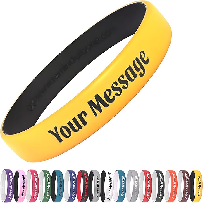 Reminderband Custom 100% Silicone Luxe Wristbands – Personalized Motivational Bracelets, Bulk Rubber Bands for Events, Fundraisers, Awareness, Gifts - Hypoallergenic Bands