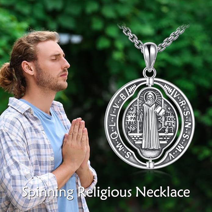 YFN Patron Saint Necklace Sterling Silver Amulet Medal Pendant Religious Protector Jewelry Gifts for Women Men