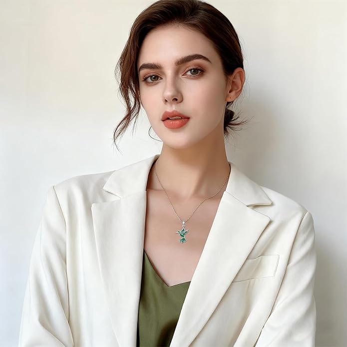 Dove/Hummingbird/Red Cardinal Necklace 925 Sterling Silver Turquoise/Opal/MoonStone/Malachite Bird Necklace Dove Pendant Jewelry for Women Men
