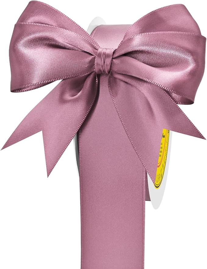 LEEQE Double Face Rose Mauve Satin Ribbon 1-1/2 inch X 50 Yards Polyester Rose Mauve Ribbon for Gift Wrapping Very Suitable for Weddings Party Hair Bow Invitation Decorations and More