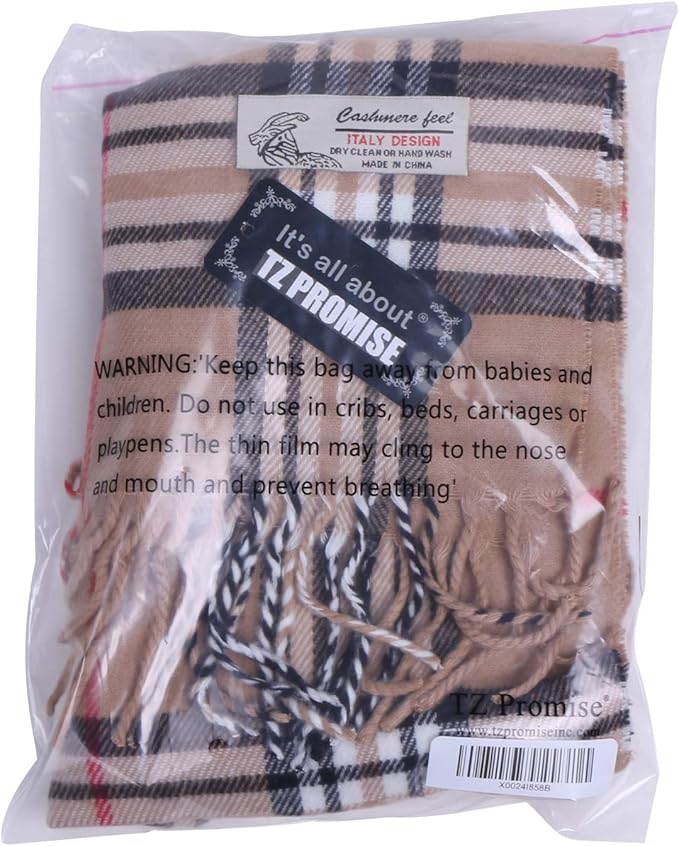 TZ Promise Tartan Plaid Cashmere Feel Classic Soft Luxurious Winter Scarf For Men Women