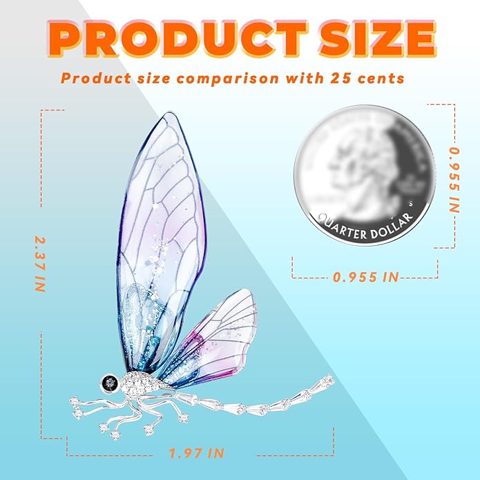Brooches For Women ，Cubic Zirconia Dragonfly Brooch Pins For Women ，Dragonfly Broach ，Cubic Zirconia Broach