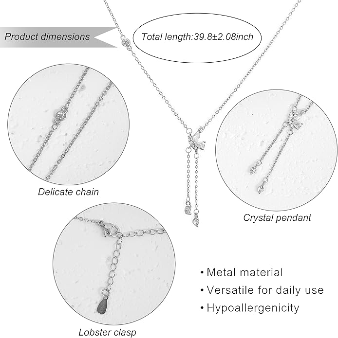 Irregular Y2k Long Y-shaped Necklace with Zircon Inlaid Sparkling Brick Tassel Pendant Double-Layer Chain High-end Fashion Accessory Women's