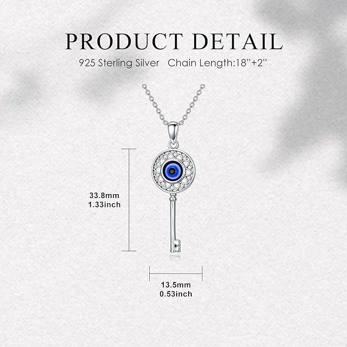 Evil Eye Necklace 925 Sterling Silver Nazar Eye Pendant Necklace Protection Amulet Jewelry Gifts for Women Men