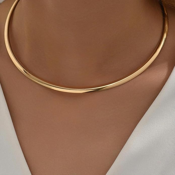 Collar Necklace for Woman Trendy Silver Choker Necklaces for Woman Statement Open Round Collar Choker Necklace