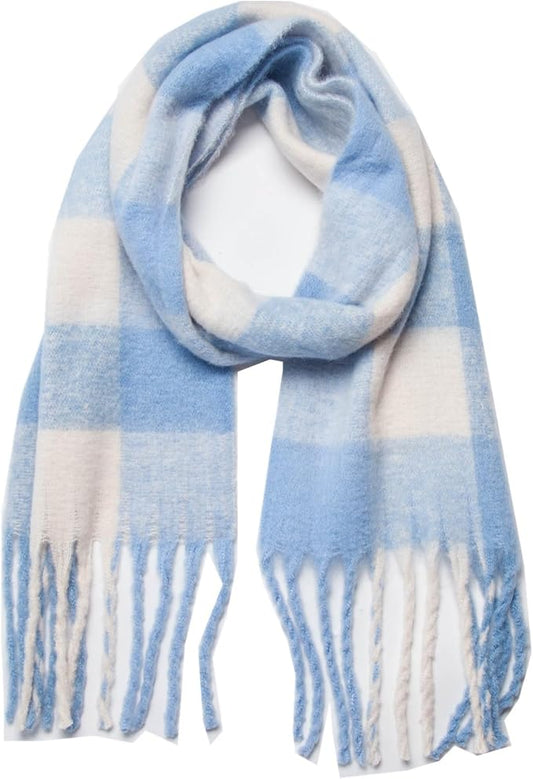 SHOHOKU Large Chunky Plaid Scarf Coloured Checked Oversized Scarf Tassel Soft Fall Winter Thick Warm Shawl Women