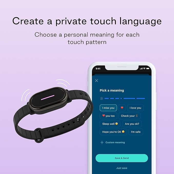 BOND TOUCH 4 Long-Distance Relationship Smart Bracelet for Couples to Feel Connected (1 Unit) Long Battery Life, Bluetooth Connection, Haptic Vibration, Compatible with iOS and Android (Black)