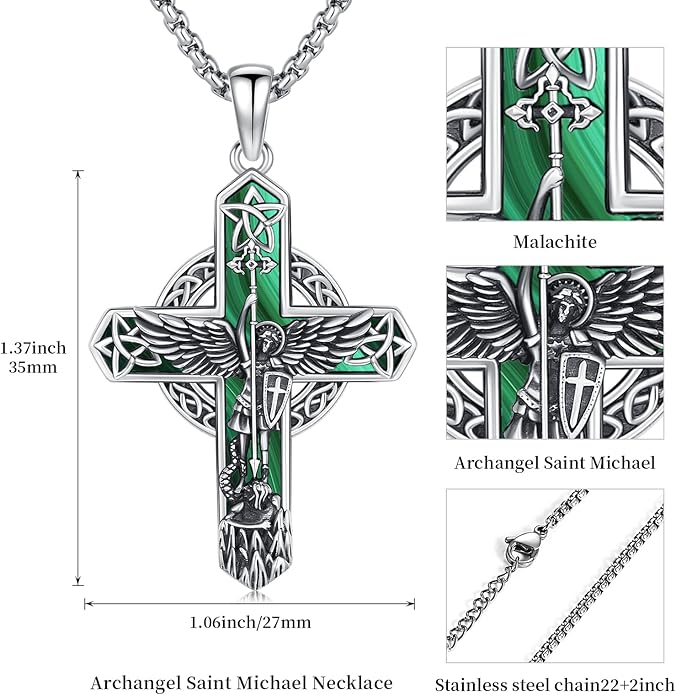 Midir&Etain Cross Necklace 925 Sterling Silver Celtic Christian Pendant Religious Protection Jewelry for Women Men