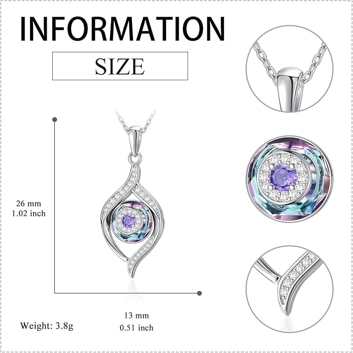 VONALA Evil Eye Necklace Sterling Silver Blue/Purple/White/Multi Eyes Pendant Necklace Luck Amulet Ojo Turco Jewelry Gift for Women Girls Daughter Mother