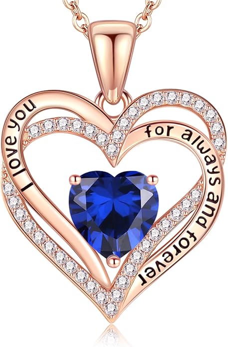 Vakki Birthstone Jewelry for Women Pendant Necklace 925 Sterling Silver Heart Necklace Birthday Gifts for Wife Daughter Girlfriend