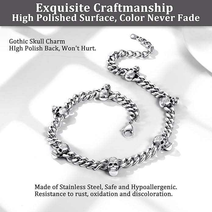 Bestyle Barbed Wire Necklace 5/7/9/12mm Mens Chain Necklaces Hip-hop Punk Gothic Stainless Steel Chain Heavy Thick Cuban Link Chain for Men Women, Length 16/18/20 Inch