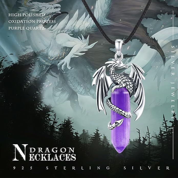 REDSUN 925 Sterling Silver Dragon Pendant Necklace Viking Dragon with Obsidian/Opal Protection Jewelry Gifts for Men Women Her Him Birthday Valentines Day Gifts