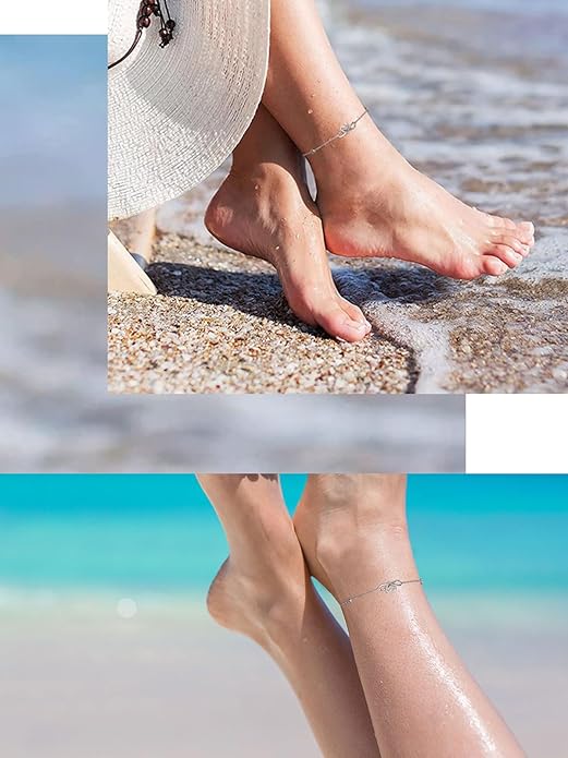 Moissanite Infinity Anklet for Women, Real Authentic 925 Sterling Silver Hypoallergenic, Beautiful Summer Jewelry, Dainty Ankle Bracelet, 8.6-10.6inch (21-26cm) Adjustable