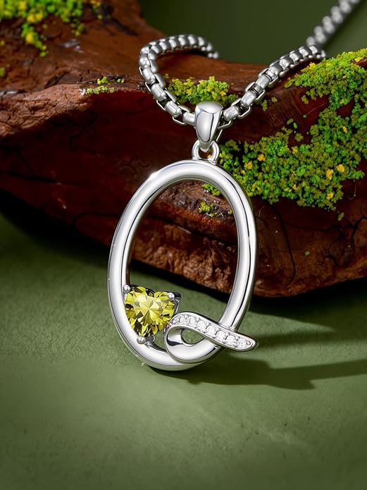 Christmas Gifts for Women Alphabet A to Z Initial Birthstone Pendant Necklaces for Women - 18k White Gold Plated Personalized Name Jewelry Valentine Mothers Day Birthday Gifts for Women Her Girlfriend