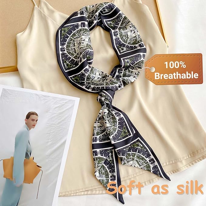 Dailyacc Hair Scarf for Women Fashion Silky Satin Headscarf Wrap Breathable Lightweight Neck Scarves For Handbag