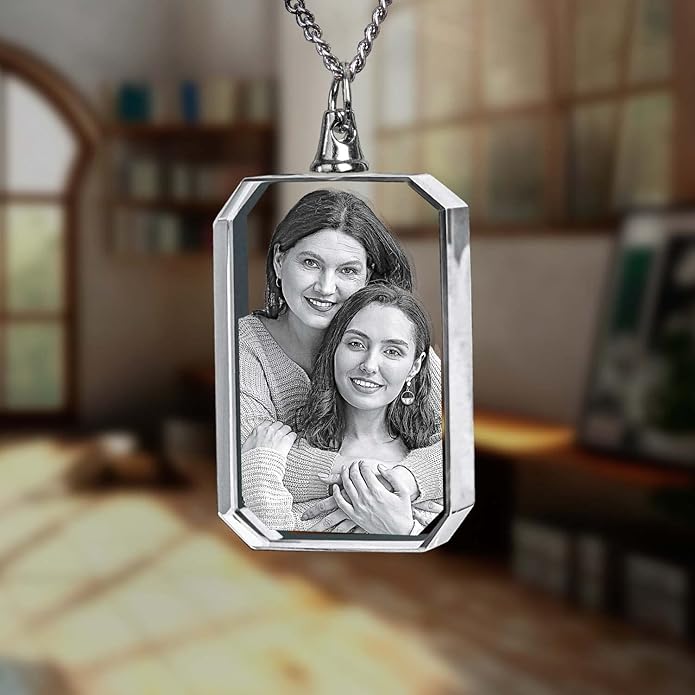 ArtPix 3D Crystal Photo Custom Necklace, Personalized Valentines Day Gift for Women, Men, Her, Him