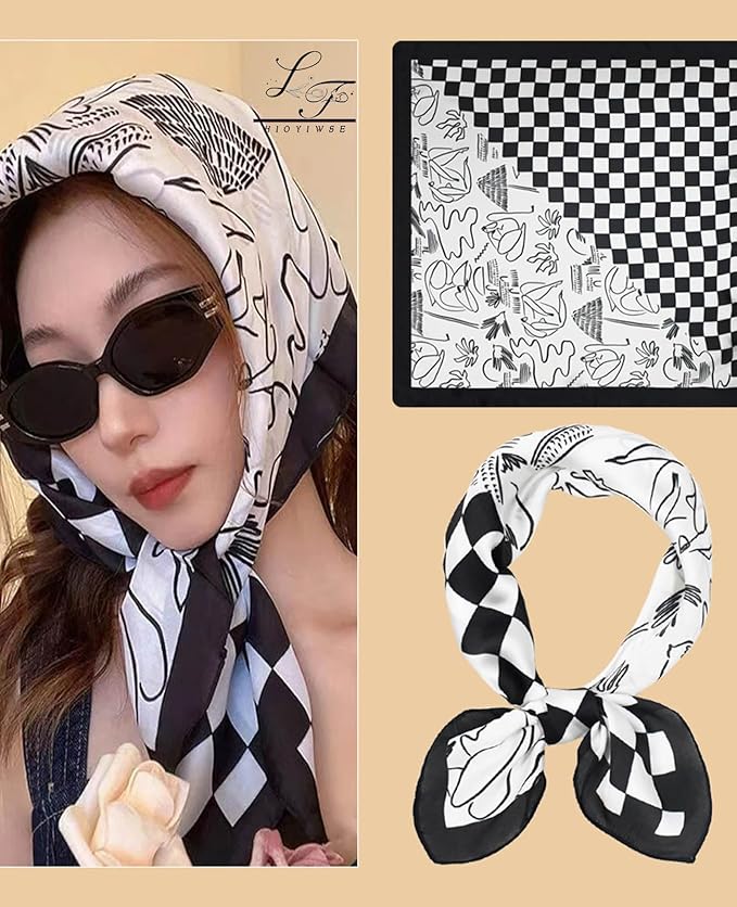 Hioyiwse Satin Bandanas Head Scarf For Women Hair Scarves Accessories Lightweight Fashion Wrap Neck Silk Sleeping Headscarf