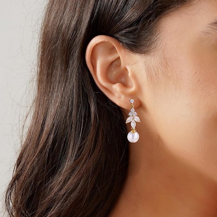 14K Gold Plated Butterfly Dangle Earrings for Women - Dainty, Trendy, Hypoallergenic CZ Drop Earrings - Simple Long Dangling Jewelry