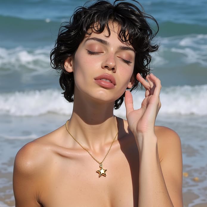 18k Gold Plated Necklace for Women Trendy Dainty Charm Evil eye Italian horn hummingbird starfish seashell bow elephant snake butterfly ladybug PendentMinimalist Delicate Jewelry for Women
