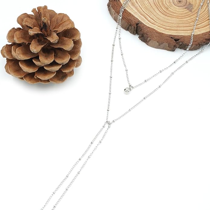 14K Gold Plated Y Necklace for Women – Dainty Lariat Long Pendant Chain, Layered Drop Necklace for V Neck Dress, Simple Sexy Cleavage Jewelry Gifts for Women