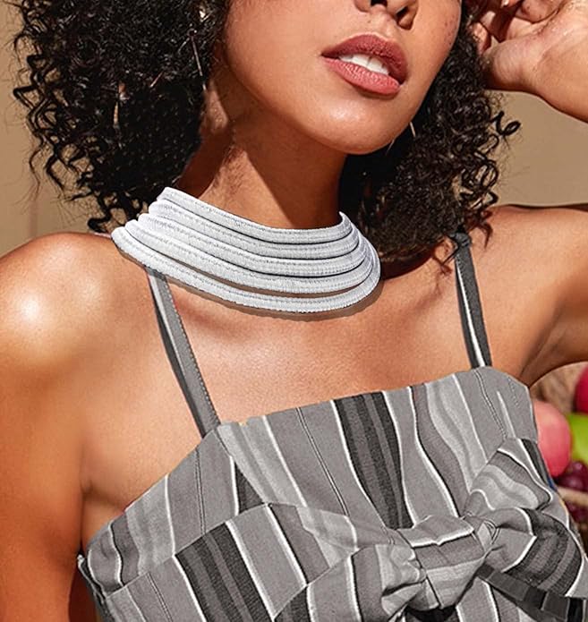 African Choker Necklace Gold Rope Weave Collar Layered Boho Tribal Chokers Multilayer Statement Party Jewelry Accessories for Women