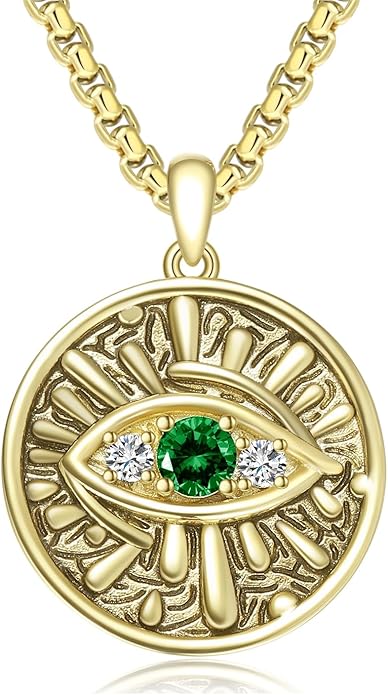 Evil Eye Necklace for Women 925 Sterling Silver, Protection Necklace with Blue Evil Eye Charm, Evil Eye/Lotus Pendant Jewelry, Birthday Christmas Gifts for Her
