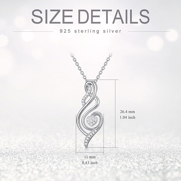 ZBA Natural Diamond Infinity Necklace for Women, 14K White Gold Plated Sterling Silver Diamond Eternal inifnity Pendant Necklaces Jewelry, Birthday Christmas Gifts for Mom Her Wife(Color F-G/Clarity I1-I2)