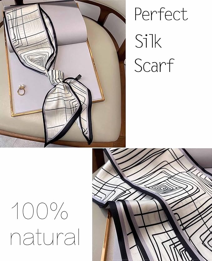 kcctoo 59" Mulberry Silk Like Head Scarf Women's Fashion Square Neck Satin Scarfs for Bag Hair Scarves Gift 59 * 5.9”