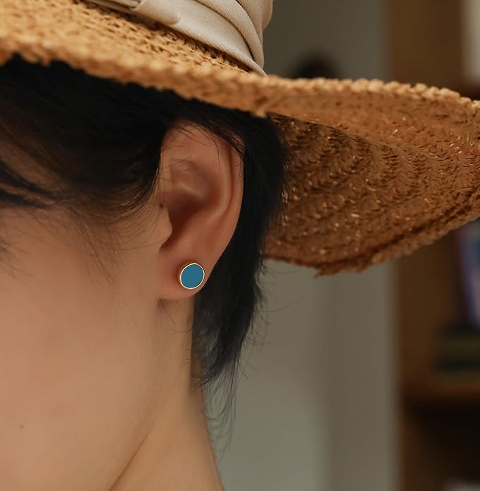 S.Leaf Gold Stud Earrings for Women 925 Sterling Silver Hypoallergenic Mother of Pearl Shell Stud Chain Earrings Friendship Jewelry Gifts for Women Her