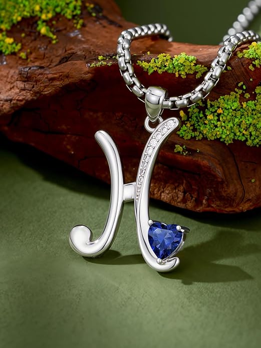 Christmas Gifts for Women Alphabet A to Z Initial Birthstone Pendant Necklaces for Women - 18k White Gold Plated Personalized Name Jewelry Valentine Mothers Day Birthday Gifts for Women Her Girlfriend