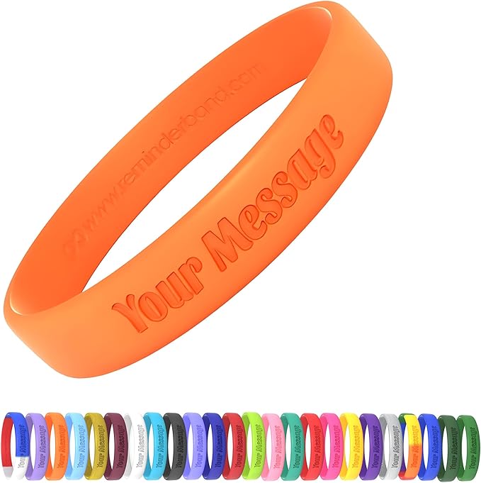 Reminderband Custom Silicone Bracelet – Motivational Wristbands, Bulk Personalized Bands for Events, Awareness, Fundraisers, Gifts – Custom Rubber Bracelets - 1/2" Classic