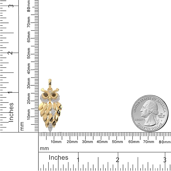 1/6 Cttw Natural Diamond Vintage Owl Pendant Necklace for Women | 925 Sterling Silver with 18" Chain | Fine Jewelry, Gift Box Included