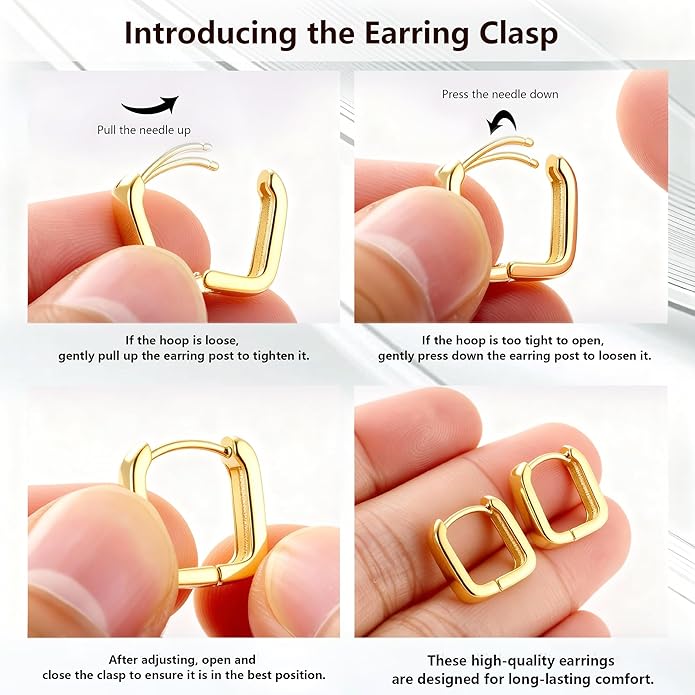 925 Sterling Silver Earrings Small Chunky Silver Earrings for Women Trendy 14K Gold Plated Hypoallergenic Cute Thick Huggie Hoops Earing Jewelry for Women Gifts