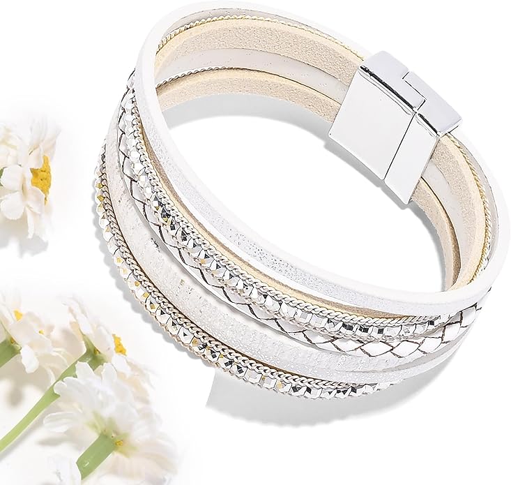 VIBILIA Boho Leather Wrap Bracelets for Women Multi-Layer Bracelets with Strong Clasp Jewelry for Women