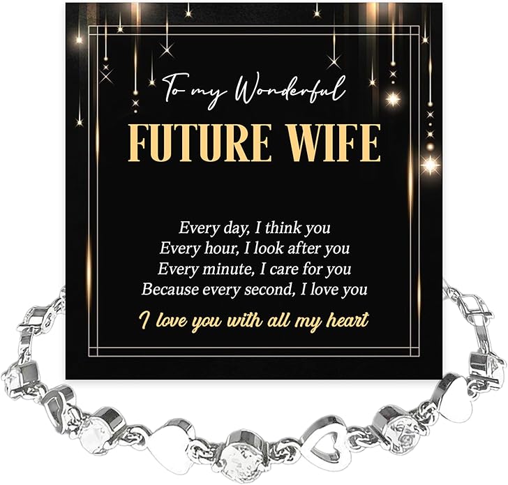 To My Future Wife Crystal Heart Bracelet Gift From Future Husband, Beautiful Jewelry Birthday, Christmas, Valentine’s Day, Bracelet For Her With Heartfelt Message & Elegant Box