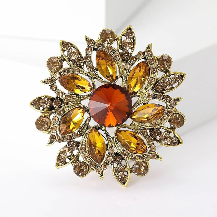 Rhinestone Flower Brooch for Women Vintage Crystal Flower Brooch Pin Elegant Clothing Hat Bag Accessories Christmas Birthday Party Wedding Costume Jewelry