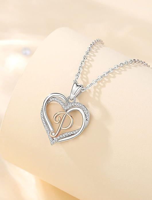 INFUSEU Unique Initial Necklaces for Women Girls Small Heart Letter Jewelry, Meaningful Personalized Gifts