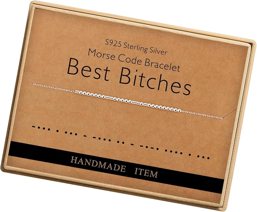 Monily Inspirational Gifts for Women Morse Code Bracelets for Women Funny Bracelet for Friend Funny Gift for Women Sterling Silver Bracelet for Women