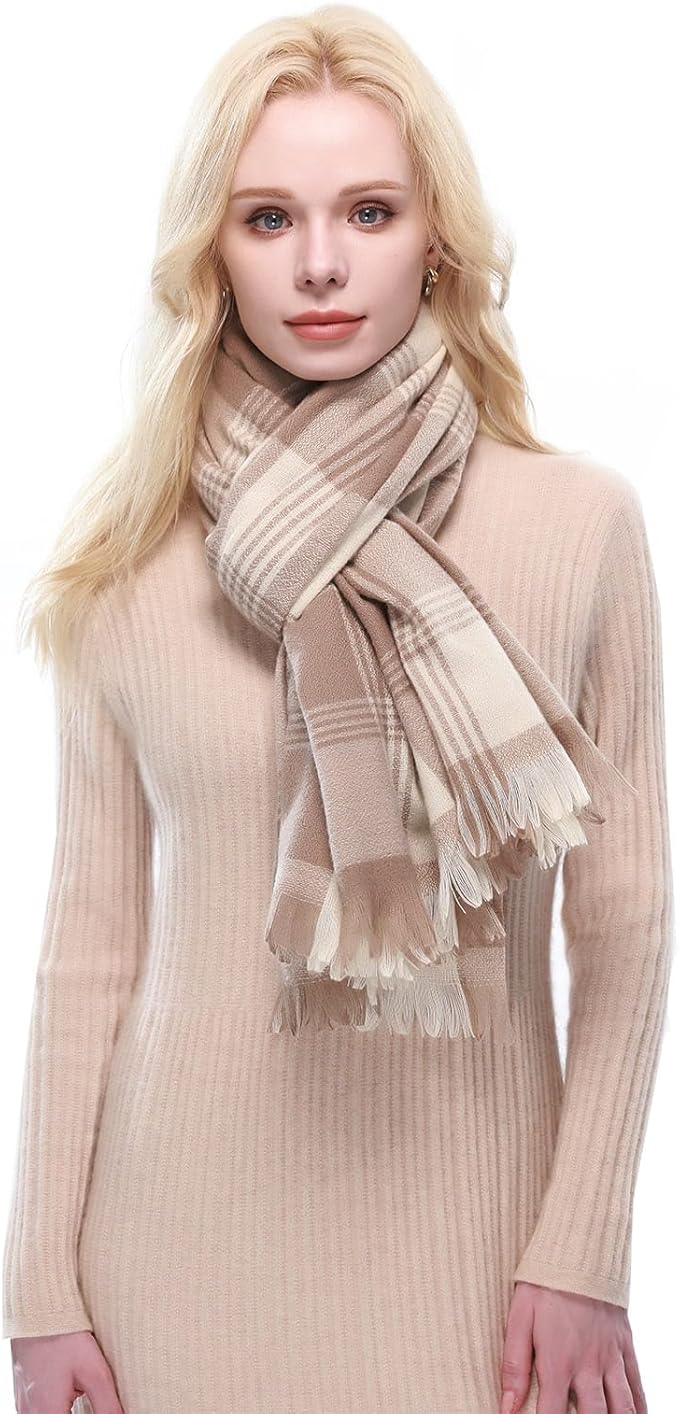 RIIQIICHY Plaid Scarf for Women Fall Winter Pashmina Scarves Wraps for Cold Weather Warm Large