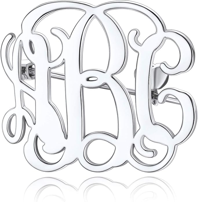 Custom4U Custom Name Pin Personalized Brooch Pins for Women Men Stainless Steel Name Tag with Letters/Initials - Silver/Gold/RoseGold/Black Customized Jewelry Gifts for Birthday Wedding Business Party