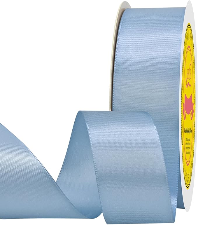 LEEQE Double Face Dusty Blue Satin Ribbon 1-1/2 inch X 50 Yards Polyester Dusty Blue Ribbon for Gift Wrapping Very Suitable for Weddings Party Hair Bow Invitation Decorations and More