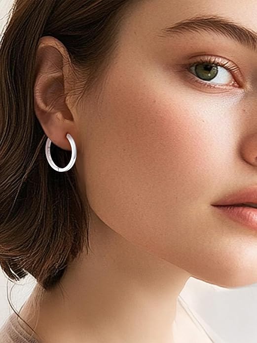 Silvora 925 Sterling Silver Small Hoop Earrings for Women Huggie Earrings Hypoallergenic Cartilage Earrings Tiny Hoops 6mm/8mm/10mm/12mm/14mm/16mm/18mm/20mm