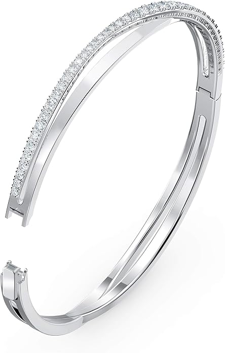 SWAROVSKI Twist Rows Crystal Bracelet Collection, Rhodium & Rose Gold Tone Finish, Clear Crystals