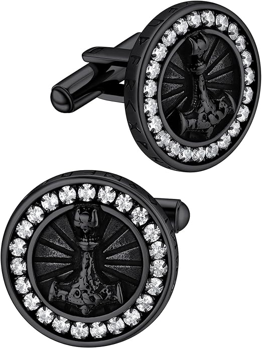 FaithHeart Mens Cufflinks, Norse Viking Tuxedo Shirt Cuff Links, Stainless Steel Cuff Links and Shirt Studs, Gift Box