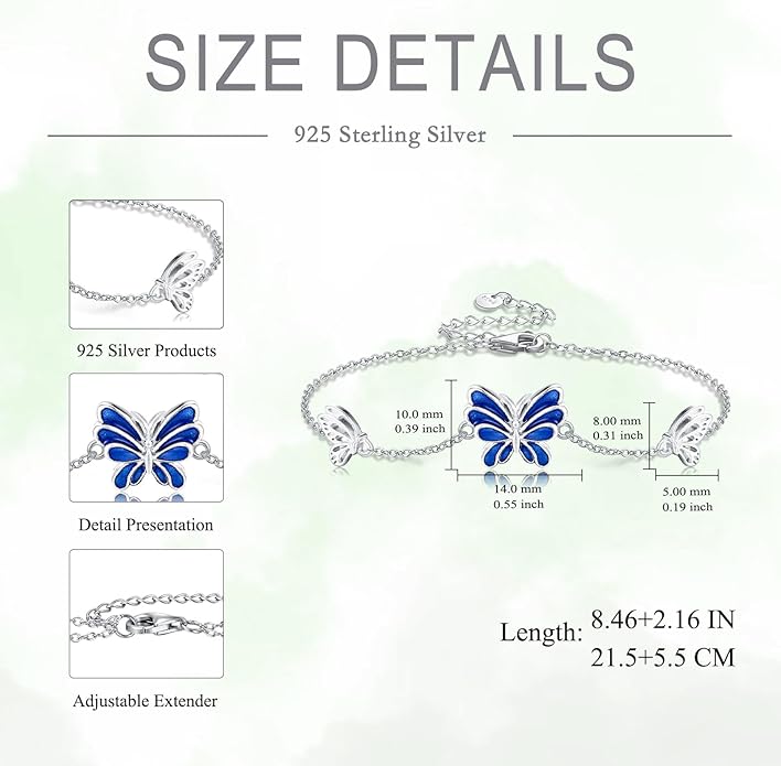 Mustard Seed Cross/Paw Print/Butterfly/Sunflower/Compass/Moss Agate Bracelet for Women 925 Sterling Silver Graduation Link Bracelet Jewelry for Women