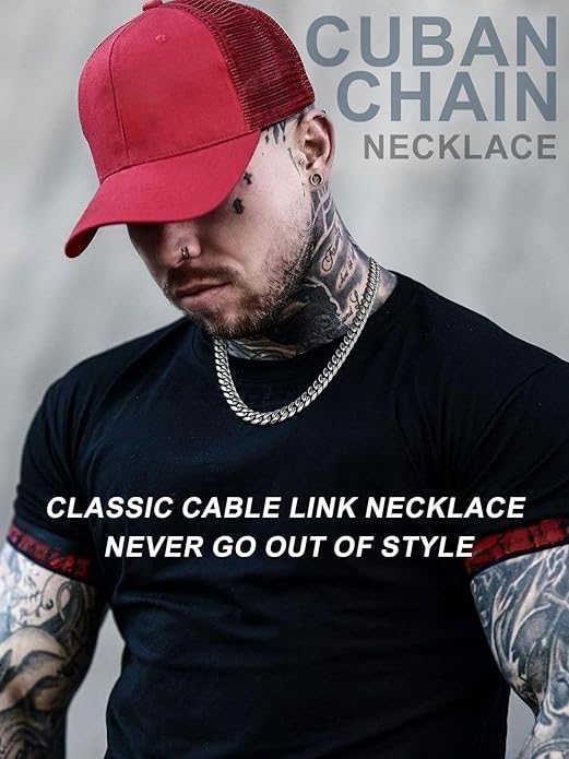 ChainsPro Chunky Miami Cuban Link Chains for Men,Stainless Steel Cuban Chain Necklace,4.8/6/10/14mm Width,No Tarnish& Thick Hip Hop Jewelry,18-30 inch Length, Black/Gold Plated/Silver,Send Gift Box