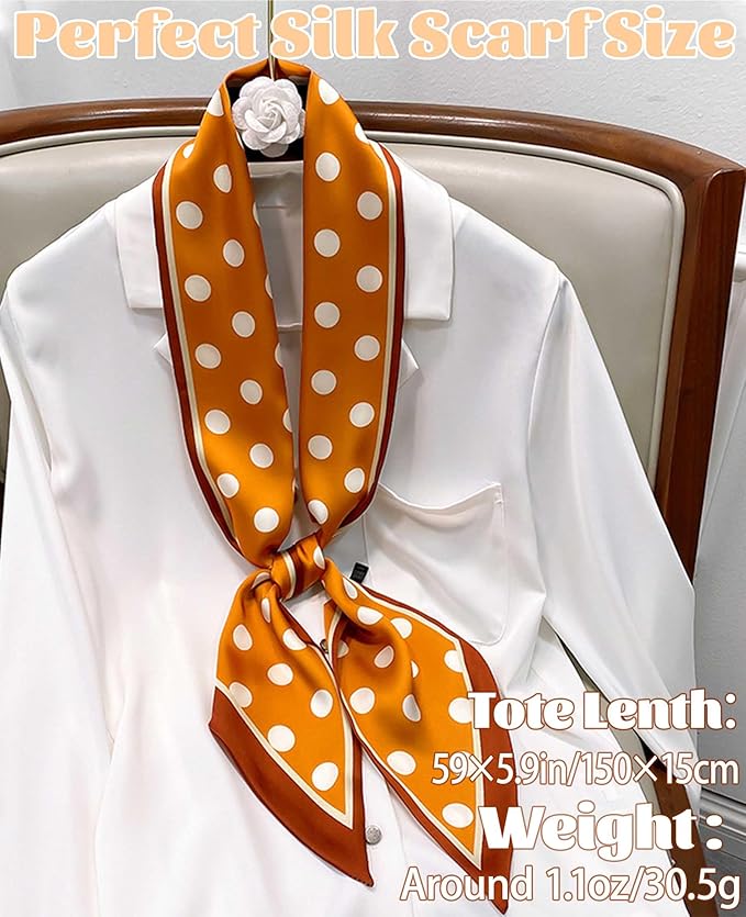kcctoo 59" Mulberry Silk Like Head Scarf Women's Fashion Square Neck Satin Scarfs for Bag Hair Scarves Gift 59 * 5.9”