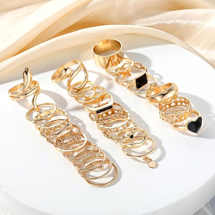 IFKM Gold Knuckle Rings Set For Women Vintage Stackable Joint Finger Midi Rings Dainty Cubic Zirconia Crystal Simple Twist Hollow Cute Rings Pack Jewelry Gift